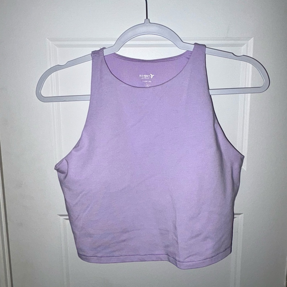 Old Navy purple sleeveless fitted crop activewear tank top
